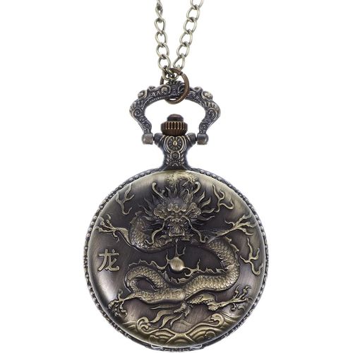 1 Pc Montre De Poche Collier Montres Pour Femmes Dinosaure Collier Vintage Pendentif Tourneur Montre Quartz Montre En Dragon Montre Gousset Ancienne Alliage