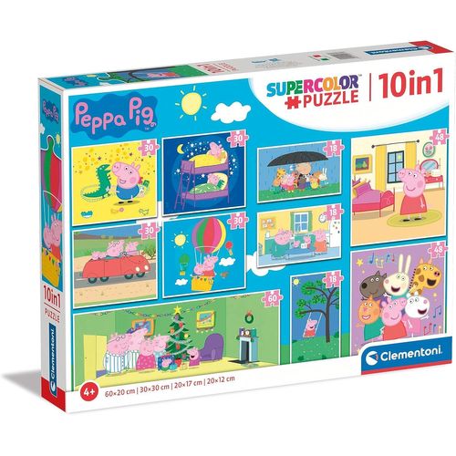 - 20271 - Supercolor Puzzle 10 In 1 - Peppa Pig - Puzzle Progressifs (60, 2x48, 4x30, 3x18 Pièces), Puzzle Enfants 4 Ans, Puzzle Dessin Animé - Fabriqué En Italie