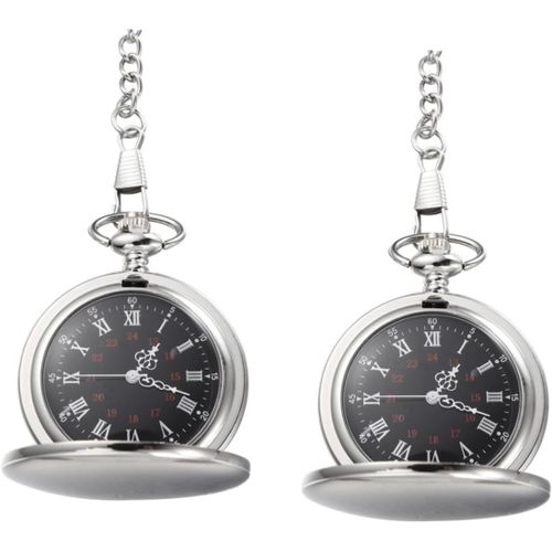 2 Pièces Montre De Poche Classique Chaîne De Poche Montre Gousset Montres Gousset Pour Femmes Montre De Poche Numérique Montre De Poche Suspendue Montre De Poche Rétro Silver