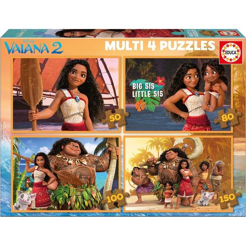 - Lot De 4 Puzzles Progressifs Pour Enfants De 50 À 150 Pièces Avec Des Images De Moana 2. Dimensions : 34 X 24 Cm. Recommandé À Partir De 3 4 5 Ans (20104)