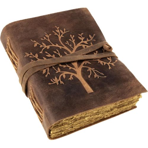 Journal Cuir Vintage Arbre De Vie, 240 Pages De Papier De Coton, Journal Intime En Cuir Vierge, Journal D'art Antique, Carnet De Notes De Style Ancien, Carnet De Croquis En Cuir 20x15 Cm