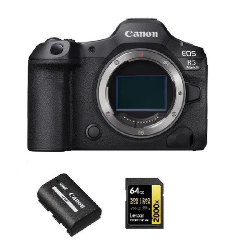 Canon EOS R5 II Boîtier+ Canon LP-E6P batterie + carte mémoire Lexar SDXC 64 Go Professional 2000x UHS-II