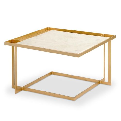 Table Basse En Marbre Design "Tocade" 66cm Or