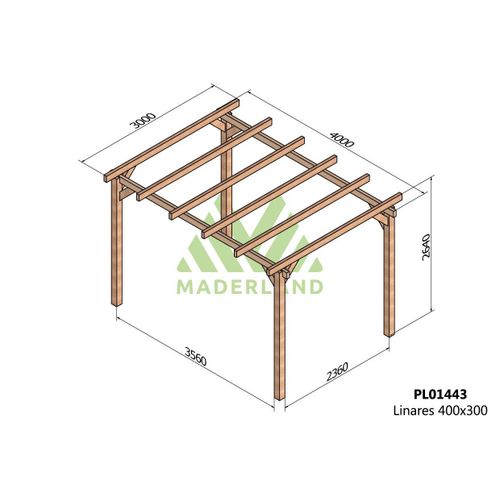 Pergola En Bois Lamellé-Collé Linares 400 X 300 Cm