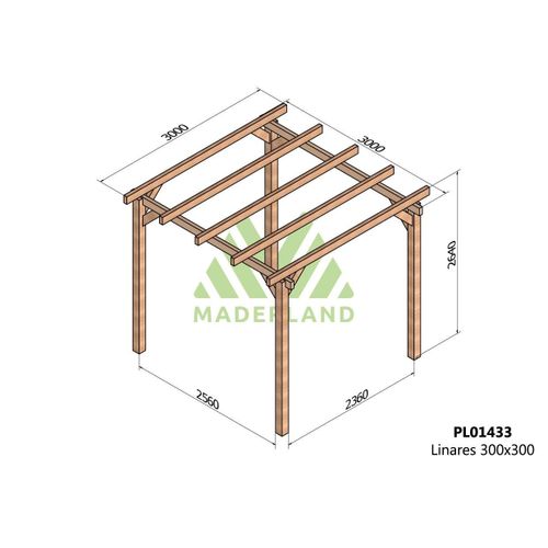 Pergola En Bois Lamellé-Collé Linares 300 X 300 Cm