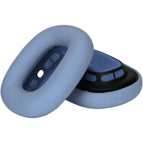 Coussins d'oreille en Mousse à Mémoire de Forme en Cuir Protéiné Souple pour Casque AirPods Max(Bleu)