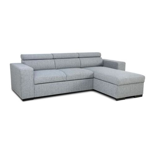 Canapé D'angle Convertible Reversible Avec Coffre - 4 Personnes - Vicomte - Tissu Gris - 237 X 76/88 X 167 Cm