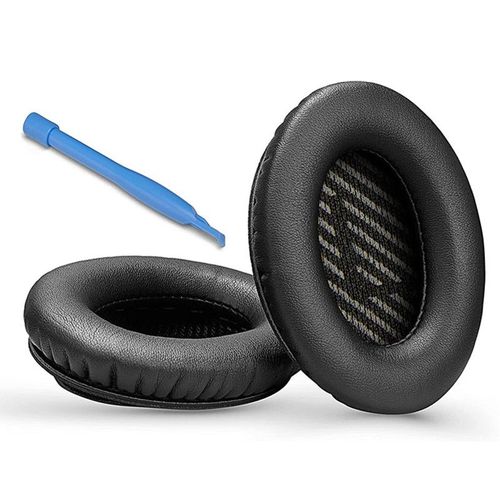 Coussinets améliorés pour écouteurs Bose QC35 et QC35ii (QuietComfort 35) par Wicked Cushions / Cuir Souple, Mousse à mémoire de Forme Luxueuse, épaisseur Accrue, durabilité Accrue | Noir