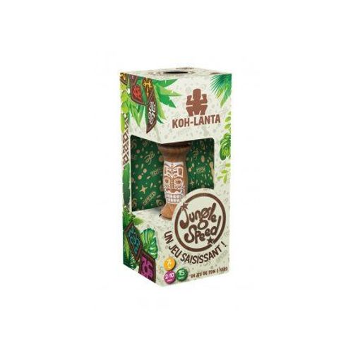 Jungle Speed Koh Lanta Fr - Totem Bois, Cartes Symboles - Version Eco Exclusive - Ambiance - Set Jeu Societe Famille Et Carte