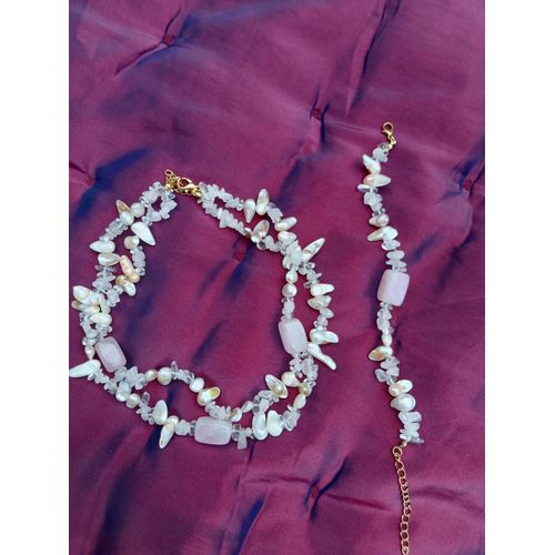 Set Quartz Rose Et Perles