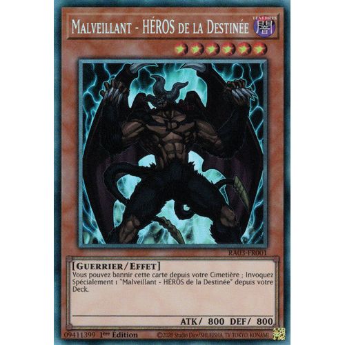 Yu Gi Oh Ra03 Fr001 Malveillant Héros De La Destinée Collector Rare