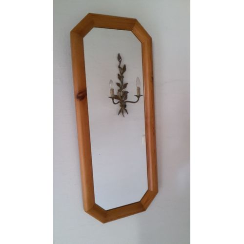 Miroir En Pin Massif Couleur Miel Forme Octogonale en TBE