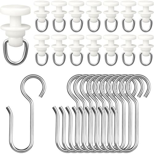 100 Pièces Crochet De Rideau Rail Set, 50 Pièces Crochet Rideau Rail Glisseur Avec 50 Pièces Crochets En Métal, Rouleaux De Tringle À Rideaux Glissières, Pour Porte Et Fenêtre Rideau De Douche.[G192]