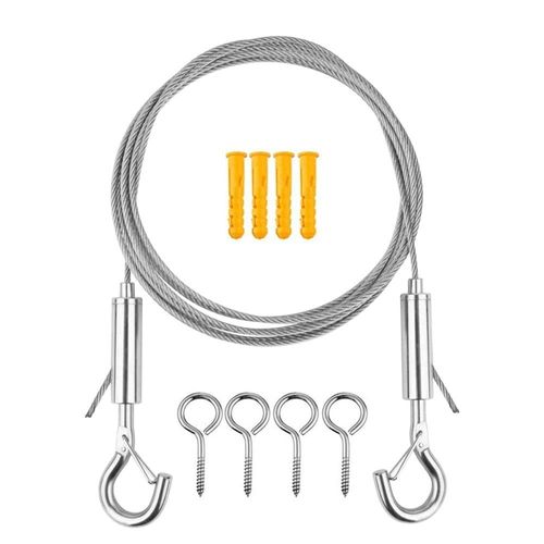 Fil De Rideau Acier Inoxydable, 6m Câble De Rideau, Fil De Rideaux Corde, Câble De Rideau Avec 4 Pièces Piton Crochets À Visser Pour Tringle À Rideau, Crochets Et Yeux Pour Barres De Rideaux Net.[G270]