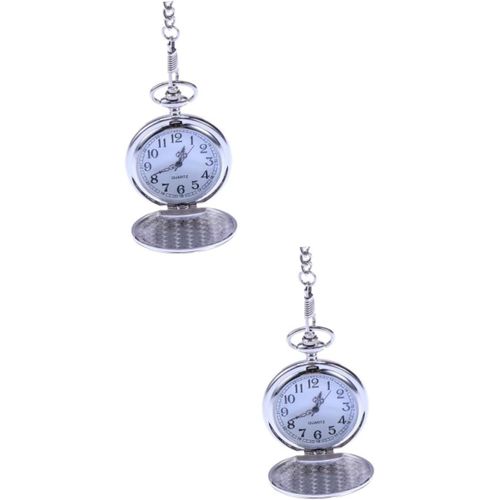 2 Pièces Montre De Poche Homme Montre De Poche Pour Hommes Montre De Poche Vierge Pendaison De Poche Montre Gousset Ancienne Chaîne De Poche Montre De Poche Avec Chaine Silver