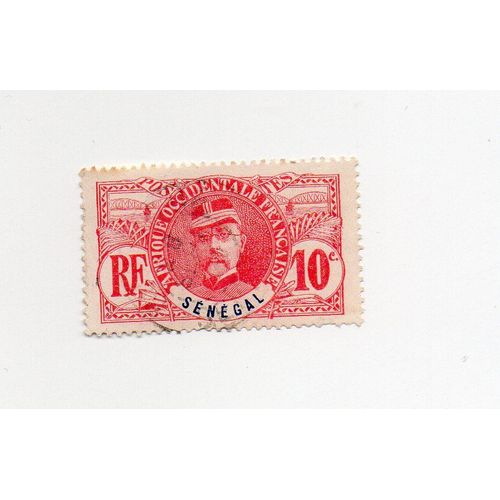 Sénégal- 1 Timbre Oblitéré- Général Faidherbe- Rouge- Faciale 10c