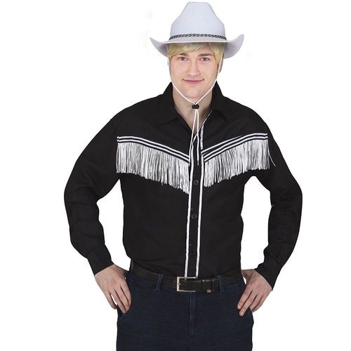 Chemise Noire À Franges Blanches Cowboy Adulte