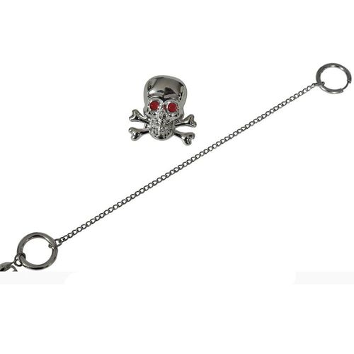 Bague Boucles D'oreilles Métal Argent Pirate Femme