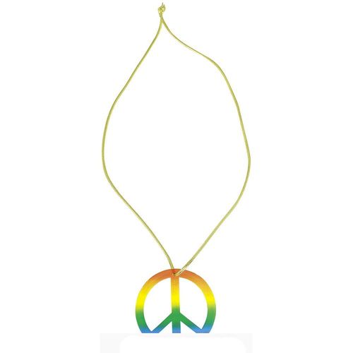 Collier Pendentif Peace And Love 8cm Arc-En-Ciel