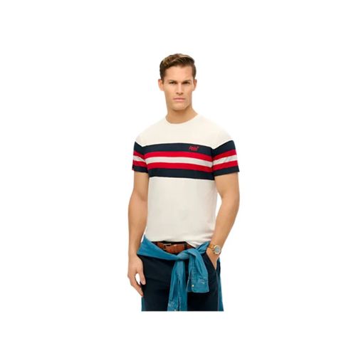 T Shirt Superdry Essential Stripe Homme Blanc