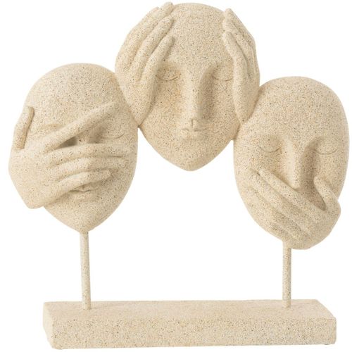 Figurines visages en résine beige - Ne Rien Voir, Entendre, Dire