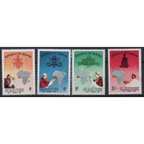 Biafra ( Nigeria ) Timbres Visite Du Pape Paul Vi En Afrique 1969