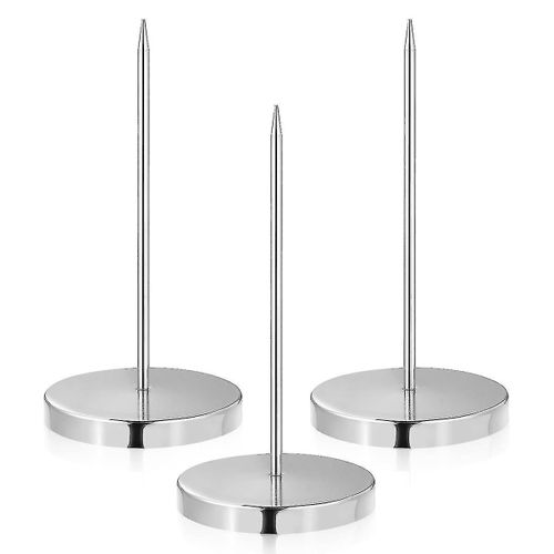 Porte-Mémo Toyvian - Pointe Métallique Pour Reçus, Durable, Argentée, Lot De 3, Idéale Pour Les Chèques, Les Factures, Les Mémos Et Les Tickets