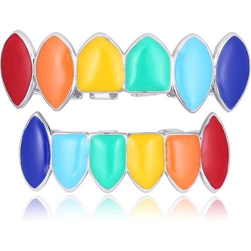 Grillz Personnalisables Avec Placage Or 14 Carats Et Zircone Cubique - Ajustement Universel Pour Fêtes Et Événements