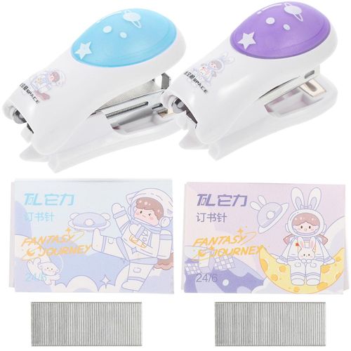 Petite Agrafeuse - Métal Durable, Conception Compacte, Fonctionnement Fluide, Disponible En Violet Et Bleu, Idéale Pour La Maison Et Le Bureau