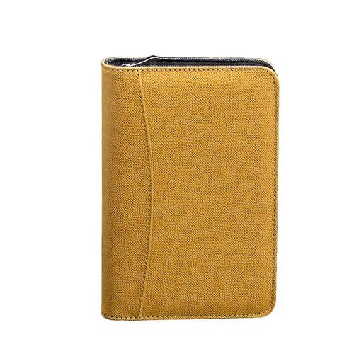 Porte-Documents De Voyage D'affaires À Feuilles Mobiles En Cuir Pu Couleur Café Avec Porte-Cartes, Calculatrice, Carnet Et Fermeture Éclair