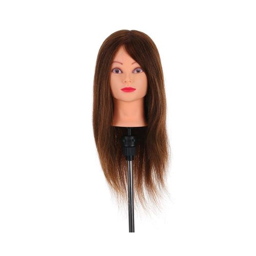 Tête De Coiffure D'entraînement Haut De Gamme, 60 % Cheveux Humains Et 40 % Fibres Synthétiques, Longueur 61 Cm, Support Inclus. 