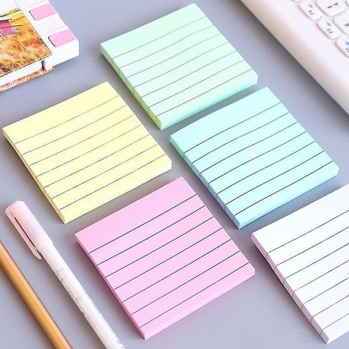 Blocs-Notes Adhésifs Vibrants 3"" X 3"" - Paquet De 5, 70 Feuilles Chacun, Lignés, Couleurs Acidulées Assorties, Faciles À Utiliser, Retrait Facile