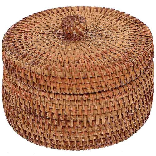 Boîte De Rangement En Rotin Marron Clair ¿ Organiseur Compact Pour La Maison Et Le Bureau, 15 X 15 X 8 Cm, Design Élégant Et Pratique