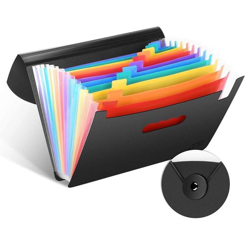 Classeur À Documents À 12 Compartiments Avec Fermeture Flexible, En Polypropylène Résistant À L'eau Et Durable, Design Compact