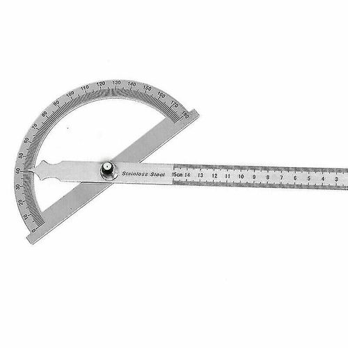 Rapporteur d'angle rotatif en acier inoxydable de 0 à 180 degrés pour le travail du bois ¿ Règle de 15 cm, durable et réglable