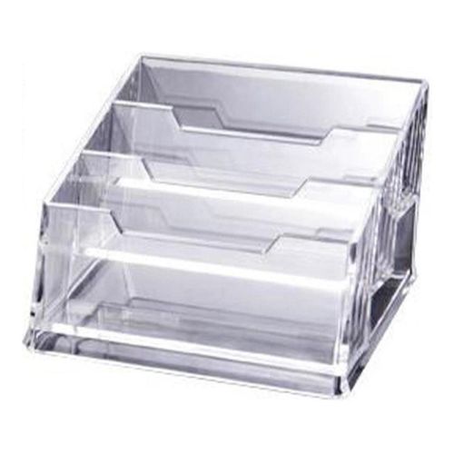 Porte-Cartes De Visite En Acrylique - Présentoir Transparent Pour Bureau, Menus Et Commerces - 3 Compartiments, Transparent Et Durable