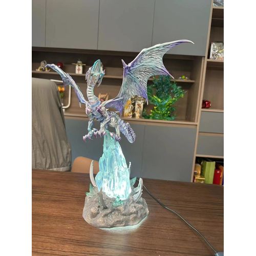 Pop39626-Blue Eyes White Drag-38 Cm Jeu De Cartes Officiel Blueeyes White Dragon Figurine D'action Lumineuse Avec Socle Collection Ornement Cadeaux Décoration De Bureau Jouets