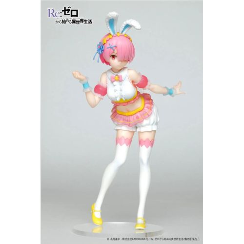 Pop39915-Ram - Furyu Bicute Bunnies Anime Re: Life A Different World From Zero Rem Remu Ram Bunny Pvc Action Figure Toy Collection Model Doll