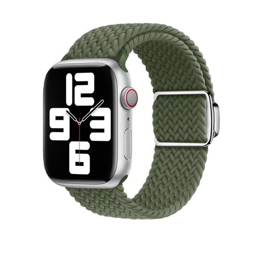 Boucle Magnétique Respirante En Nylon Tressé Pour Montre Apple Watch Iwatch 9s10-Boucle Magnétique Tressée Apple - Vert Olive Foncé - (1/2/3 Génération 42 Mm) / 44/45/46/49 Mm Universelle