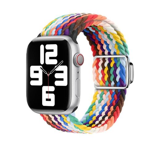 Boucle Magnétique Respirante En Nylon Tressé Pour Montre Apple Watch Iwatch 9s10-Boucle Magnétique Tressée Apple - Arc-En-Ciel Officiel - 38/40/41 (10e Génération 42 Mm) Universel
