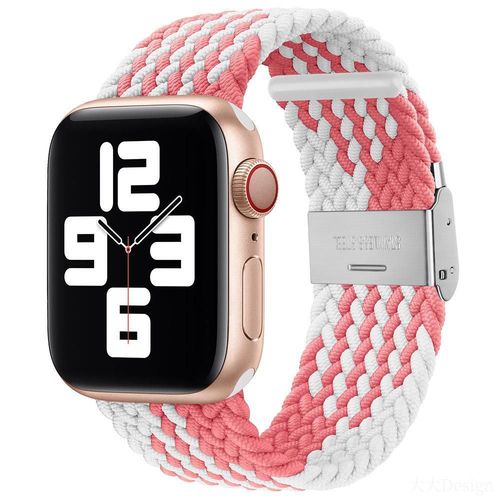 Convient Pour Apple Watch Bracelet De Montre Apple Boucle Réglable Boucle Unique Bracelet Tressé Élastique Iwatch 6 Génération 78-29#Z Grain-Rose Blanc-38mm/40mm/41mm