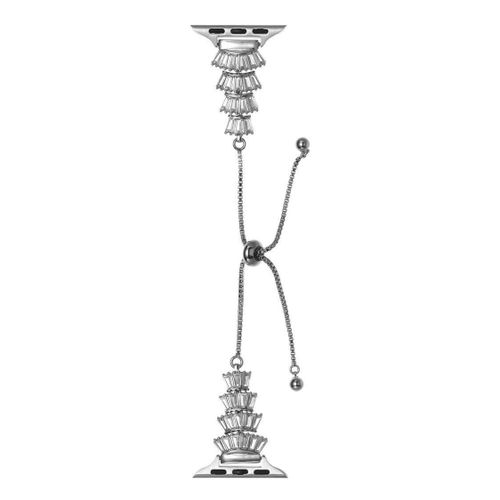 Applicable À Apple Watch Iwatch8 Bracelet Gâteau Jupe Zircon Chaîne En Métal De Haute Qualité Applewatch7 Femme-Jupe À Gâteau - Argent - 42 Mm/44 Mm/45 Mm/49 Mm