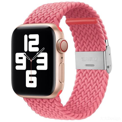 Convient Pour Apple Watch Bracelet De Montre Apple Boucle Réglable Boucle Unique Bracelet Tressé Élastique Iwatch 6 Génération 78-25# Rose Vif - 38 Mm/40 Mm/41 Mm