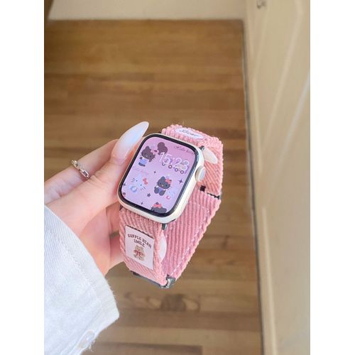 Boucle Magnétique En Velours Côtelé, Illustration Rétro Automne-Hiver, Couleur Assortie, Adaptée Au Bracelet S109 Apple Watch Xiaomi 8/9pro-Couleur Prune - 38/40/41/(10e Génération 42 Mm) Universel