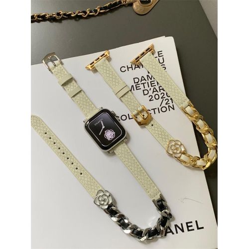 Applicable À Apple Watch Apple 7 Bracelet Petit Parfum Style Camélia Double Cercle Diamant Iwatch86 Bracelet Niche-Fleur Argentée Double Cercle Blanche - 42 Mm/44 Mm/45 Mm/49 Mm