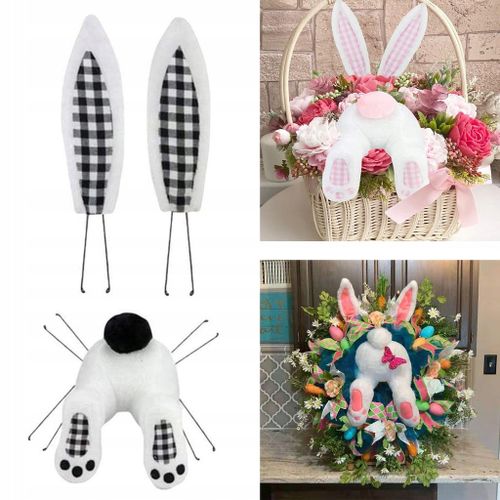 Accessoires pour couronnes pour fesses et oreilles de lapin. Plaid noir et blanc de Pâques et de printemps