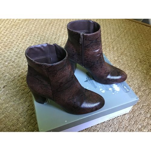 Bottines Femme / Cuir Marron Aspect Python - 38
