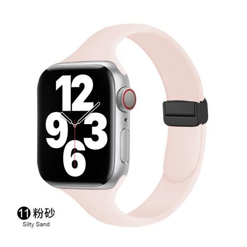 Boucle Déployante Magnétique Pour Bracelet De Montre Iwatch 6, Apple Watch 789, Apple Watch 10se, Silicone Couleur Starlight-Couleur Sable Rose - 38/40/41/(10e Génération 42 Mm) Universel
