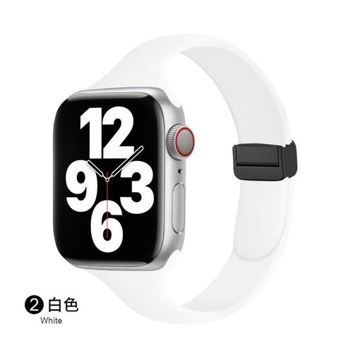 Boucle Déployante Magnétique Pour Bracelet De Montre Iwatch 6, Apple Watch 789, Apple Watch 10se, Silicone Couleur Starlight-Blanc - (1/2/3 Génération 42 Mm)/44/45/46/49 Mm Universel