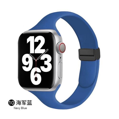 Boucle Déployante Magnétique Pour Bracelet De Montre Iwatch 6, Apple Watch 789, Apple Watch 10se, Silicone Couleur Starlight-Bleu Marine - 38/40/41/(10e Génération 42 Mm) Universel